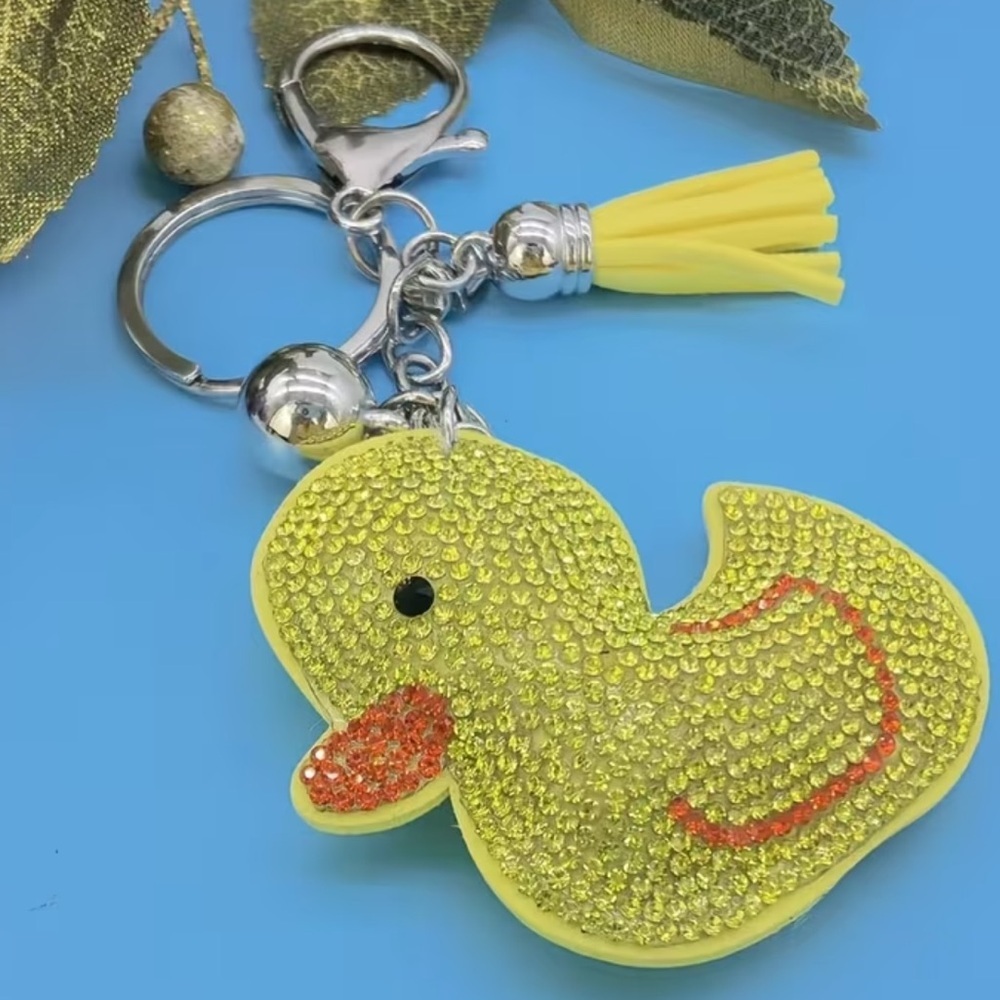 Yellow Duck rhinestone keychain/purse charm